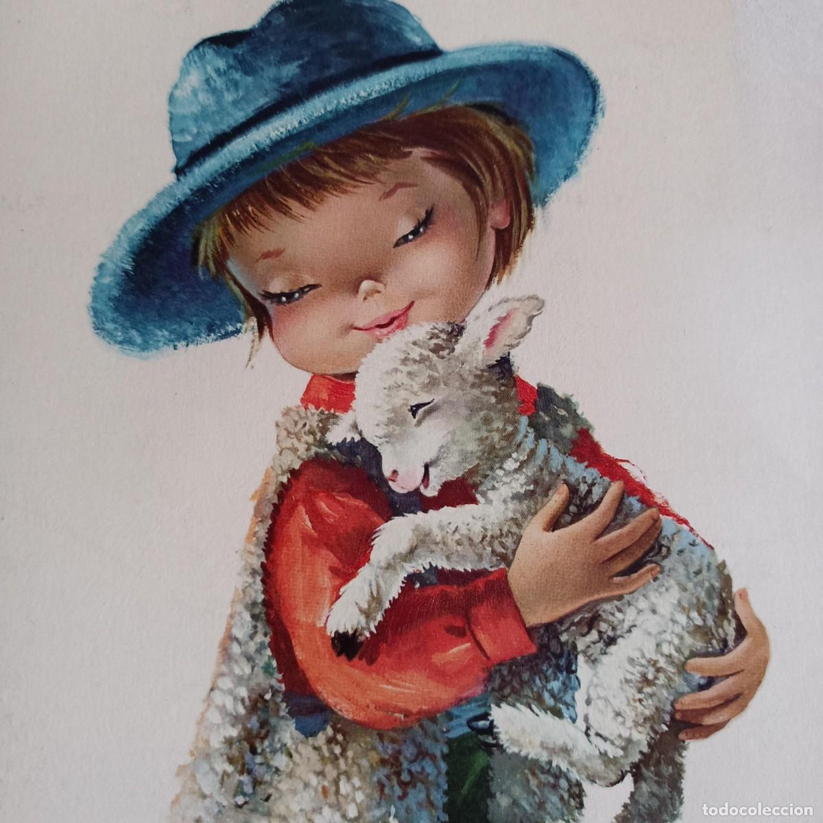 Libros de segunda mano: L&aacute;mina, litograf&iacute;a del cuento infantil &rdquo;Pedrin y Mar&iacute;a&rdquo;. Dibujos Constanza. 1967.