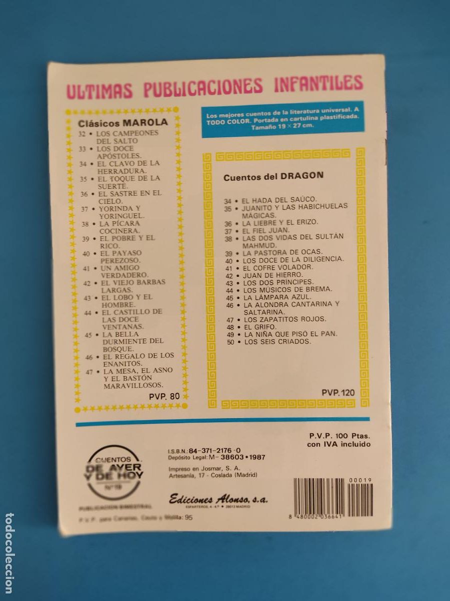 Libros de segunda mano: CUENTO DE EL NI&Ntilde;O Y EL DUENDE N&ordm; 19 A&Ntilde;O 1987 DE EDICIONES ALONSO - Foto 2