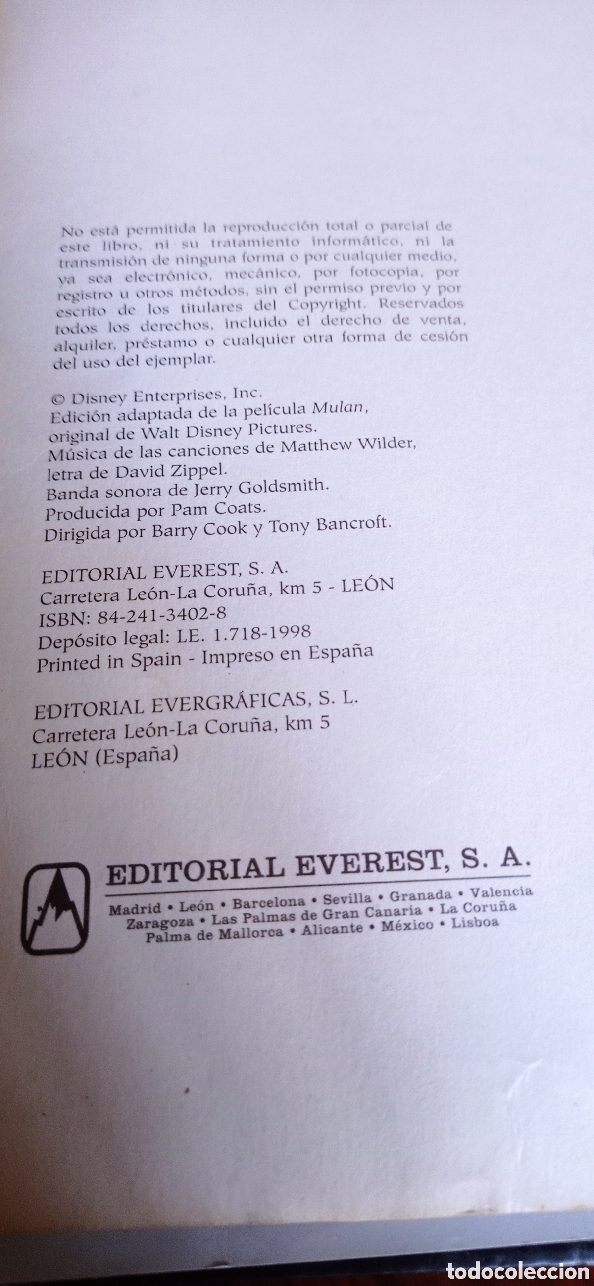Libros de segunda mano: CUENTO / DE &rdquo; MULAN &rdquo; / DE DISNEY - EVEREST - 1998 / PASTAS RUSTICAS - Foto 3