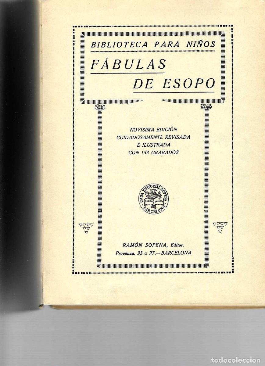 Libros de segunda mano: F&aacute;bulas de Esopo. Ram&oacute;n Sopena - Foto 2