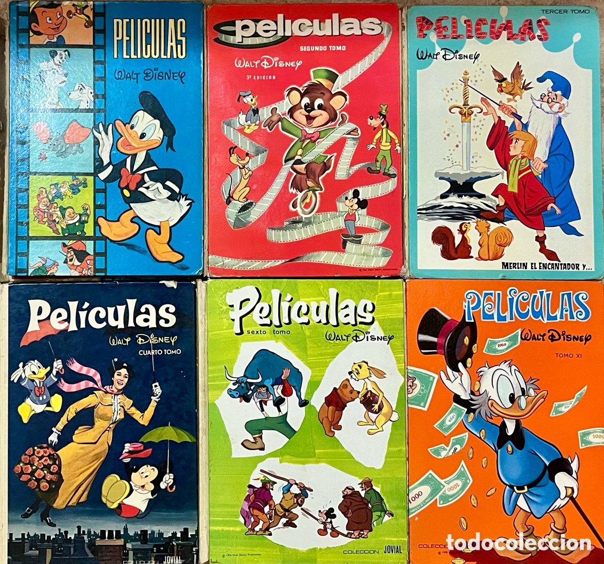 Libros de segunda mano: LOTE 6 LIBROS PELICULA WALT DISNEY - TOMO 1, 2, 3, 4, 6, 11 I II VI XI MERLIN COLECCION JOVIAL ERSA