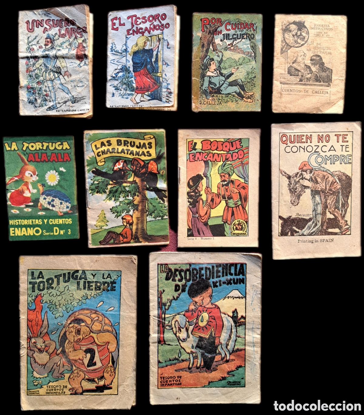 Second hand books: Lote de 10 cuentos de bolsillo, varias editoriales, con publicidad en reverso