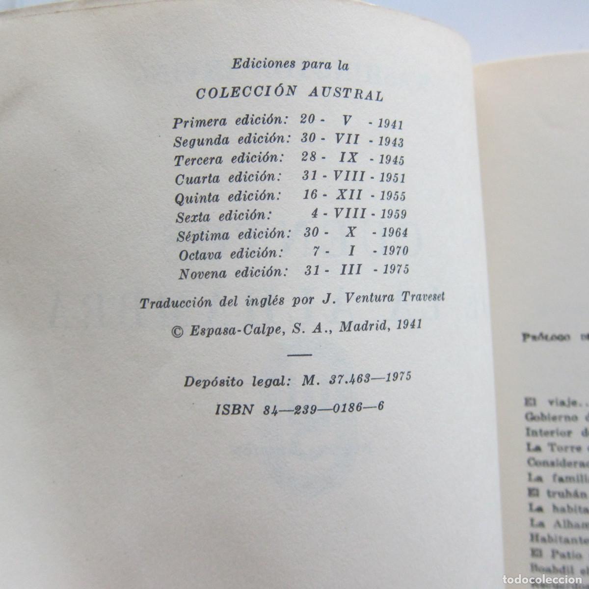 Libros de segunda mano: CUENTOS DE LA ALHAMBRA - WASHINGTON IRVING (AUSTRAL) CUENTOS - Foto 6