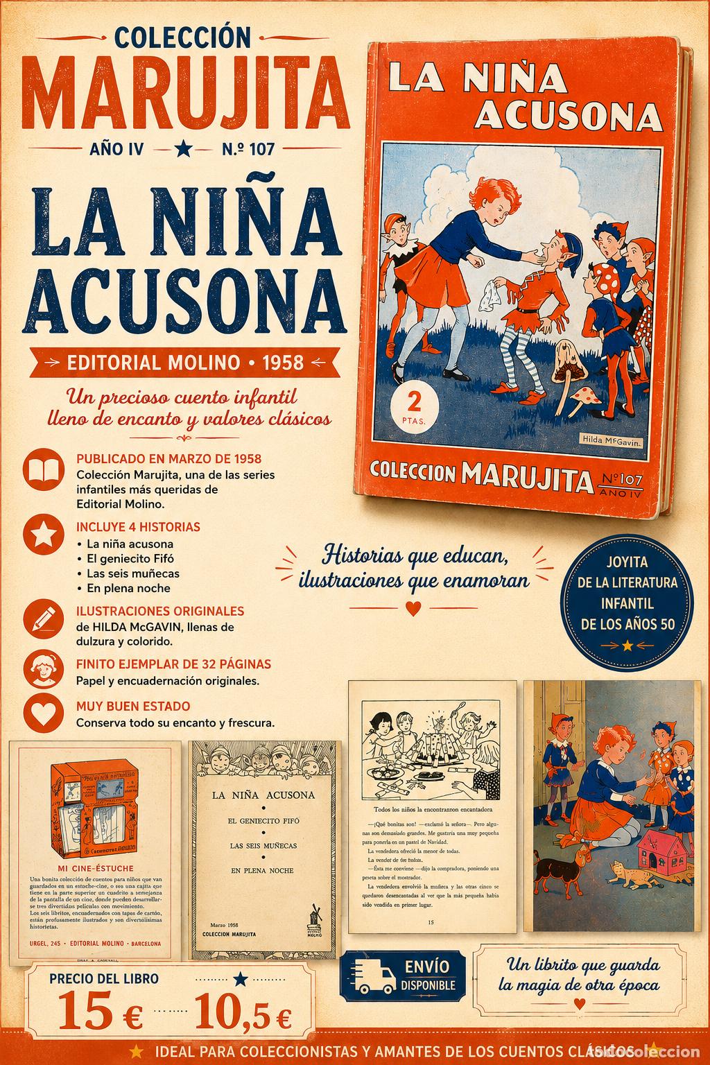 Libros de segunda mano: LA NI&Ntilde;A ACUSONA | COLECCI&Oacute;N MARUJITA N&ordm;107 A&Ntilde;O IV | MOLINO 1958 | HILDA MCGAVIN