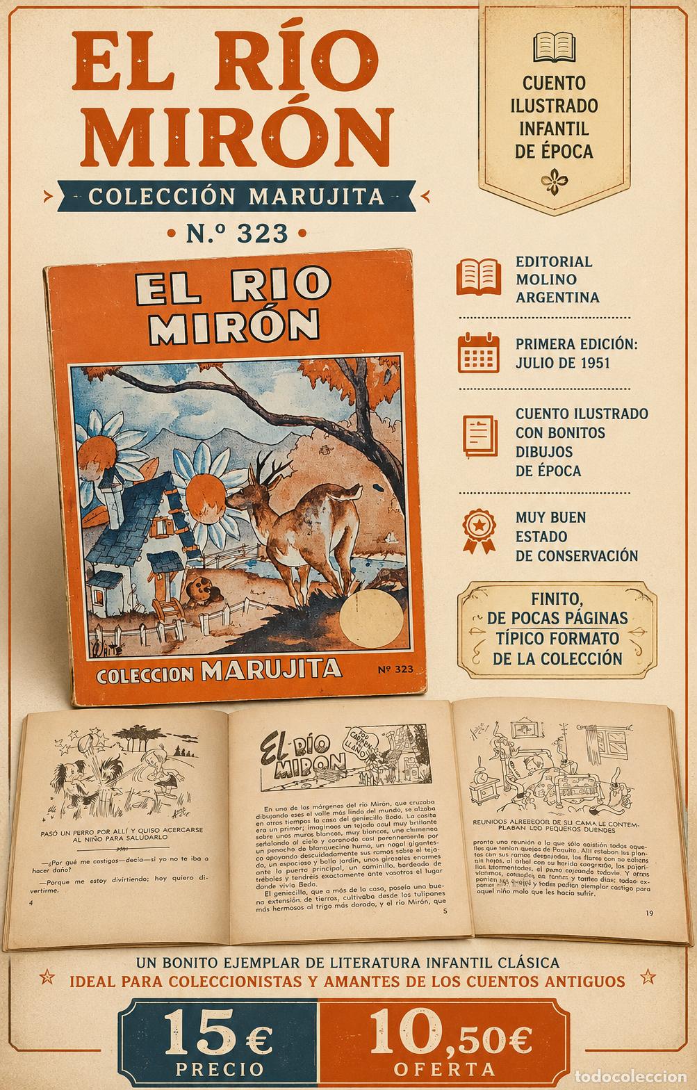 Libros de segunda mano: EL R&Iacute;O MIR&Oacute;N | COLECCI&Oacute;N MARUJITA N.&ordm; 323 | MOLINO 1951 | CUENTO ILUSTRADO