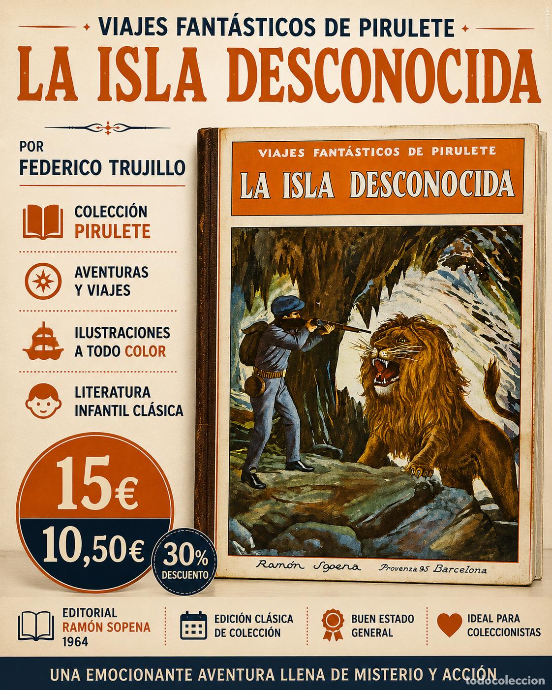 Libros de segunda mano: PIRULETE | LA ISLA DESCONOCIDA | FEDERICO TRUJILLO | SOPENA 1964 | ILUSTRADO