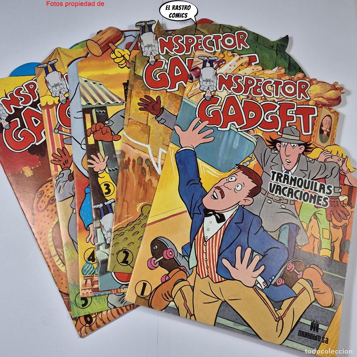 Libros de segunda mano: Inspector Gadget n&ordm; 1 2 3 4 5 y 6, Colecci&oacute;n completa, Multilbro 1987, cuentos troquelados, lote TVE