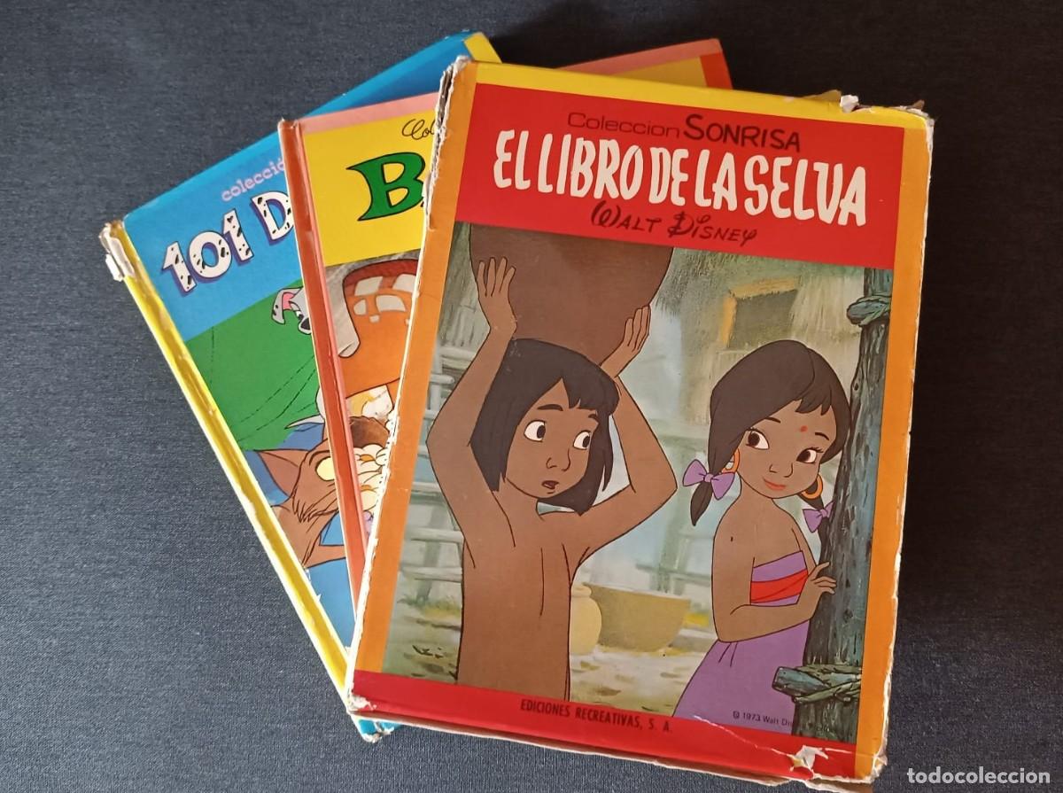 Libros de segunda mano: LOTE 3 LIBROS COLECCI&Oacute;N SONRISA N&ordm; 1,3,10 - EL LIBRO DE LA SELVA, BAMBI Y 101 D&Aacute;LMATAS - WALT DISNEY