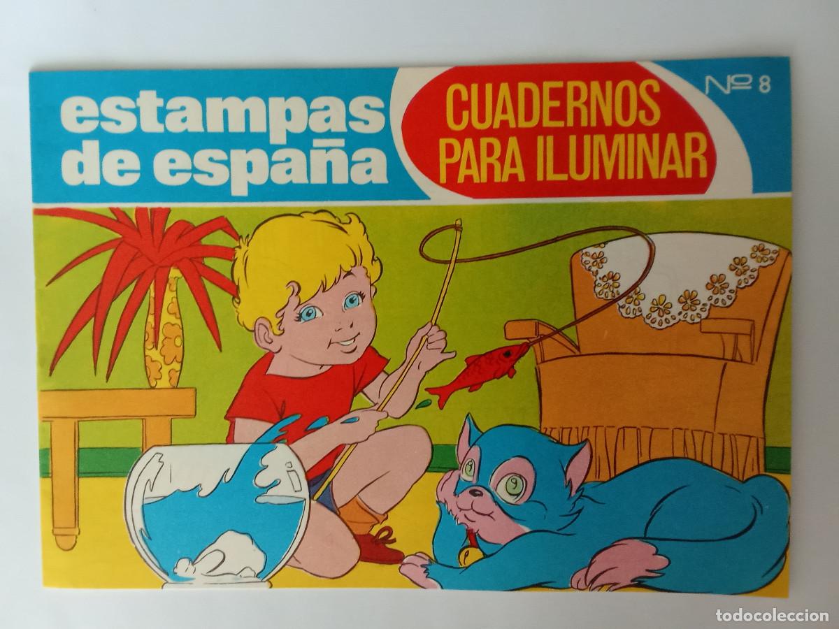Libros de segunda mano: Cuaderno para iluminar n&ordm; 8 Estampas de Espa&ntilde;a a&ntilde;os 70 sin uso