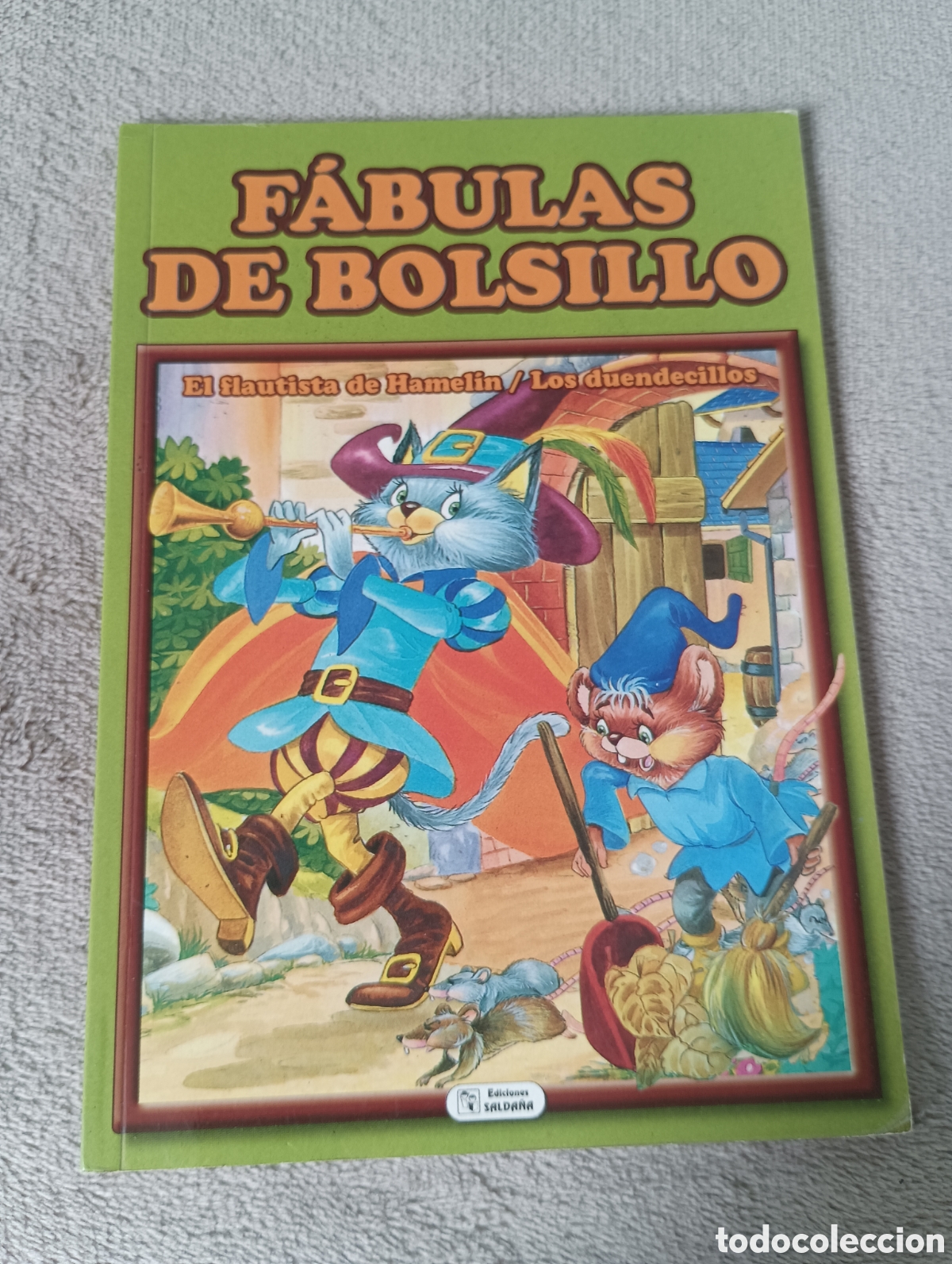 Libros de segunda mano: Cuento infantil ilustrado &rdquo;El flautista de Hamel&iacute;n / Los duendecillos&rdquo;. Ediciones Salda&ntilde;a, S.A.