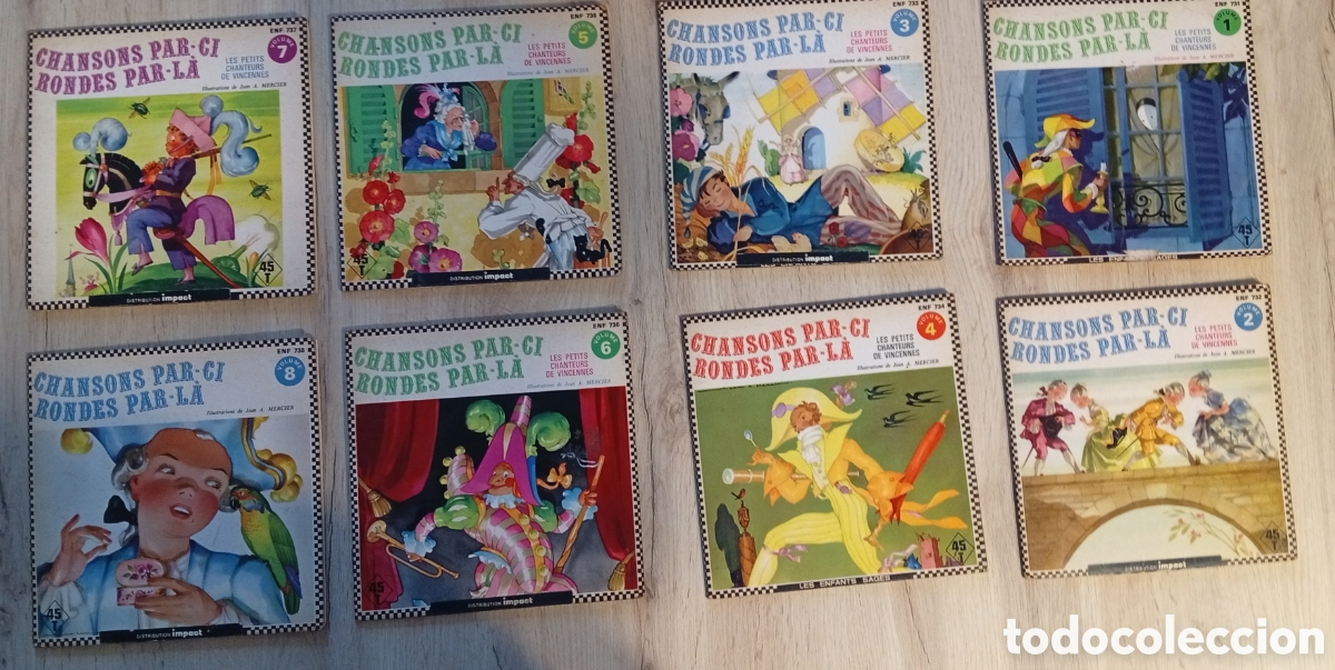 Libros de segunda mano: Colecci&oacute;n de 8 viejos cuentos infantiles libros en franc&eacute;s con sus discos correspondientes