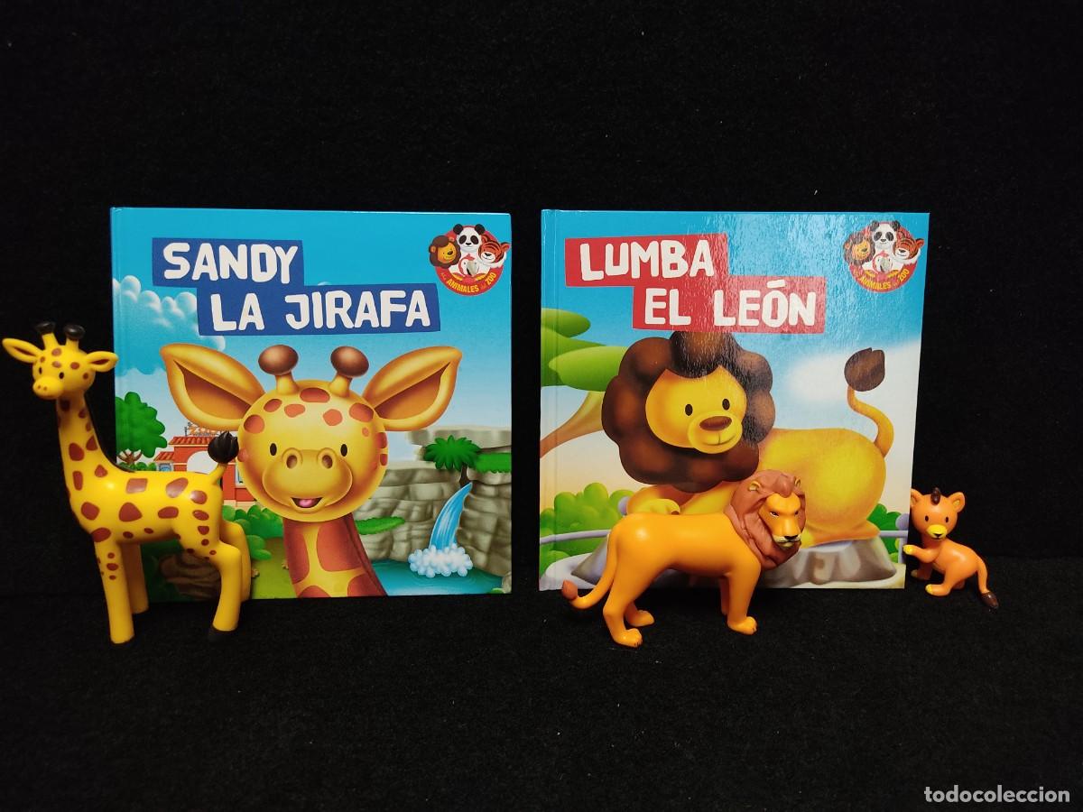 Libros de segunda mano: ANIMALES DEL ZOO - LUMBA EL LEON y SANDY LA JIRAFA + FIGURAS