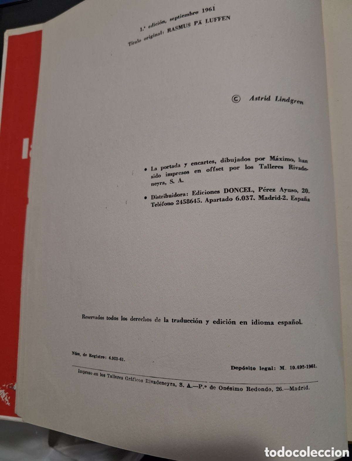 Libros de segunda mano: RASMUS Y EL VAGABUNDO. ASTRID LINDGREN. DONCEL 1961 - Foto 8