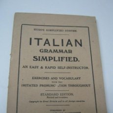 Libros de segunda mano: ITALIAN GRAMMAR SIMPLIFIED - HUGO'S SYSTEM. Lote 35470361