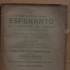 Libros de segunda mano: FERNANDO SOLER VALLS: ESPERANTO AL ALCANCE DE TODOS, (VALENCIA, 1928). Lote 48995791