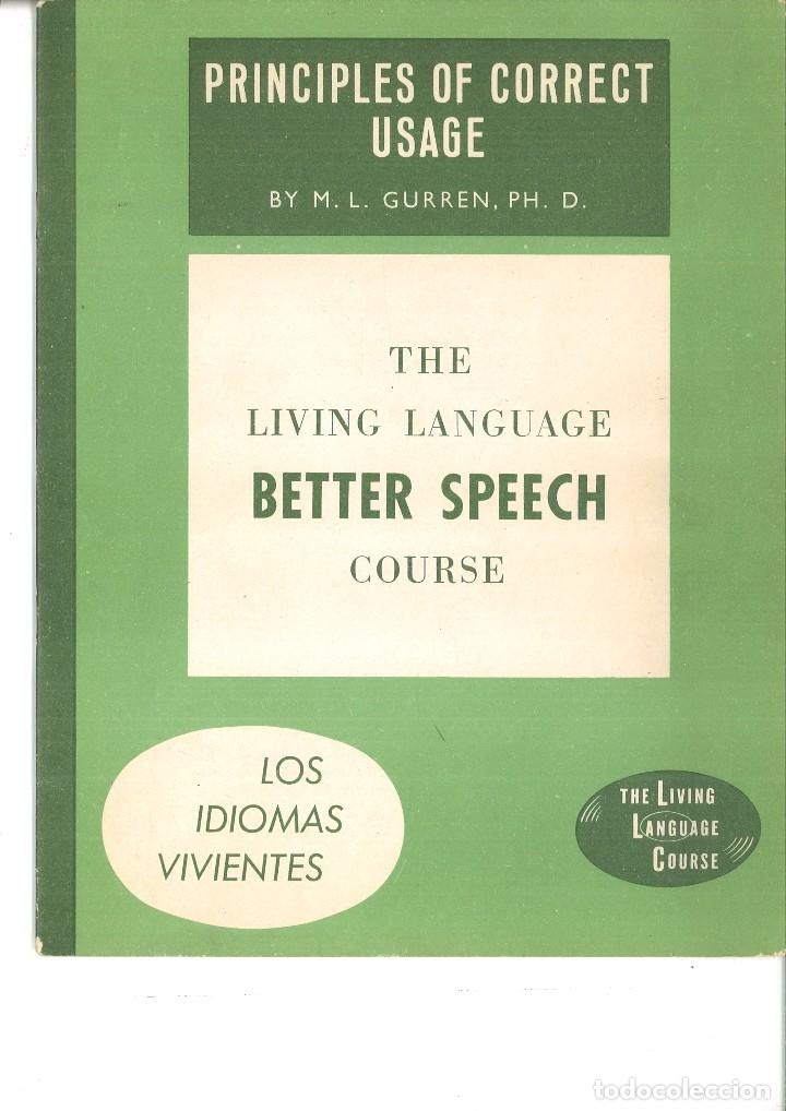 Libros de segunda mano: THE LIVING LANGUAGE BETTER SPEECH COURSE, LOS IDIOMAS VIVIENTES - Foto 1