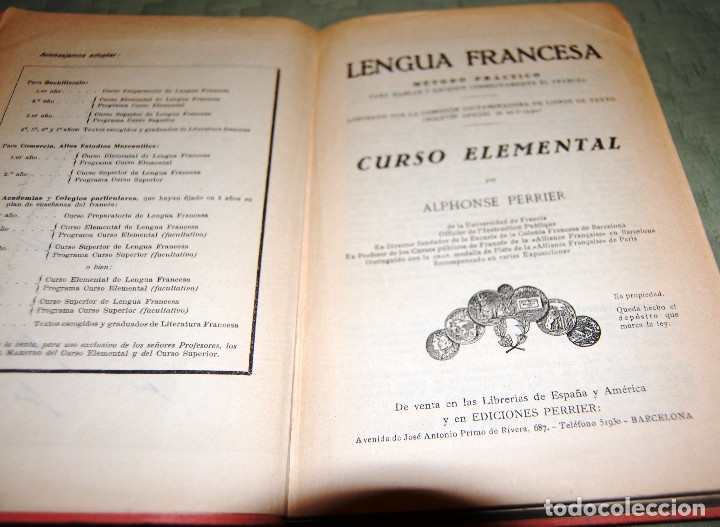 Libros de segunda mano: Lengua francesa, curso elemental. A. Perrier. - Foto 2