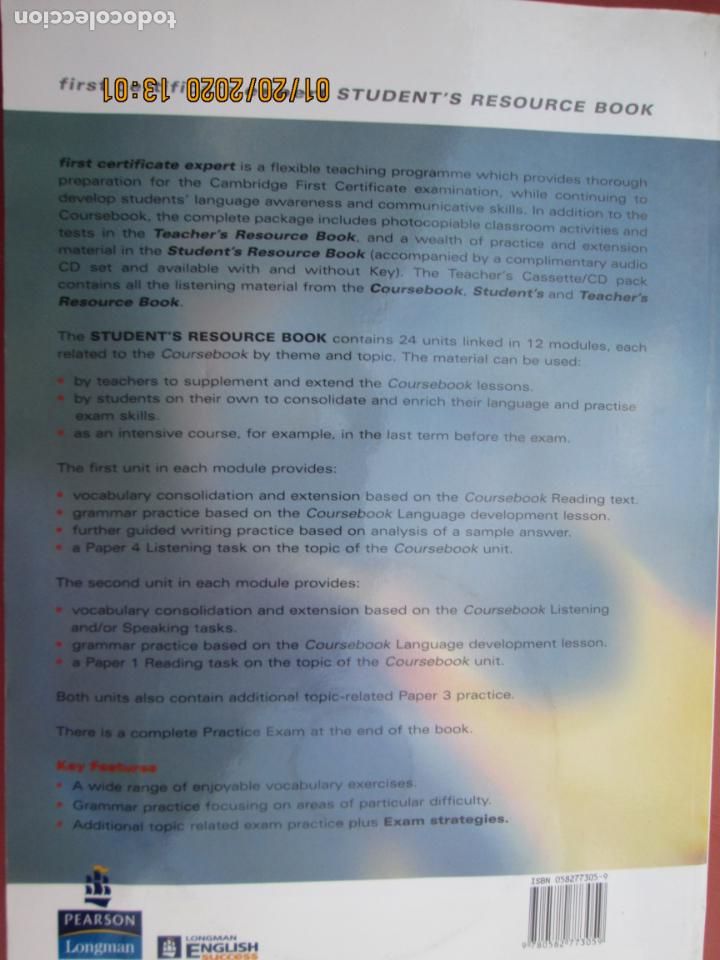Libros de segunda mano: FIRST CERTIFICATE EXPERT - RICHARD MANN/JAN BELL/ROGER GOWER - LIBRO DE EJERCICIOS - CD AUDIO. - Foto 3