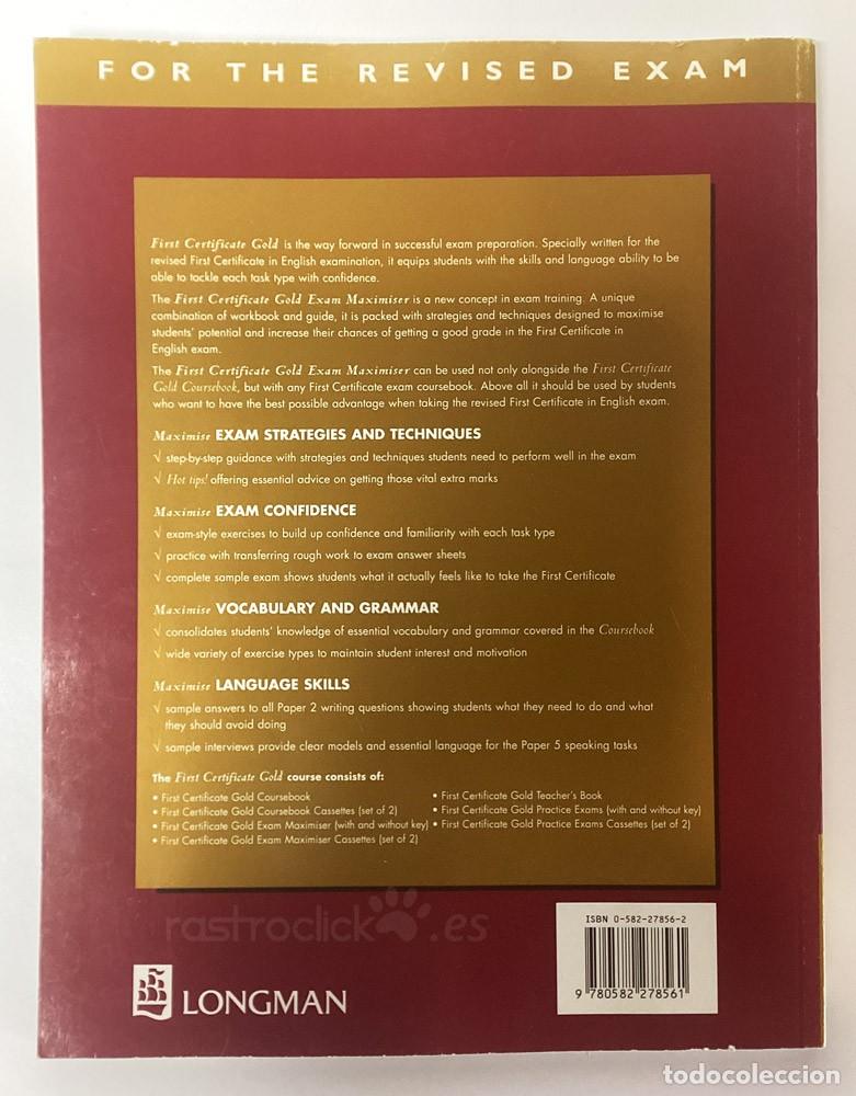 Libros de segunda mano: Libro de ingl&eacute;s First Certificate Gold - exam maximiser &ndash; Logman 1996 - Foto 3