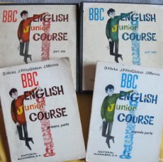 Libros de segunda mano: BBC ENGLISH JUNIOR COURSE 1ª Y 2ª PARTE + 2 CAJAS CON 10 DISCOS DE VINILO (VER FOTOS). Lote 377915574