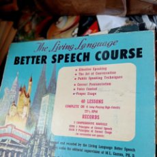 Libros de segunda mano: BETTER SPEECH COURSE. THE LIVING LANGUAGE. 4 LPS - 40 CLASES 10 PULGADAS- AÑOS 50´S. Lote 403228019