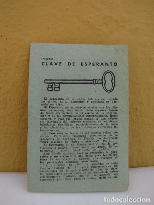 Libros de segunda mano: 72.- Clave de esperanto. Hispana 1.959 - Foto 1