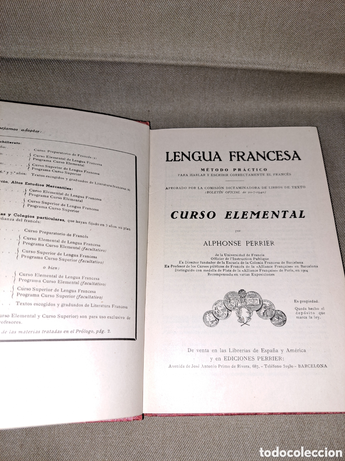 Libros de segunda mano: LENGUA FRANCESA, CURSO ELEMENTAL, A. PERRIER - Foto 2
