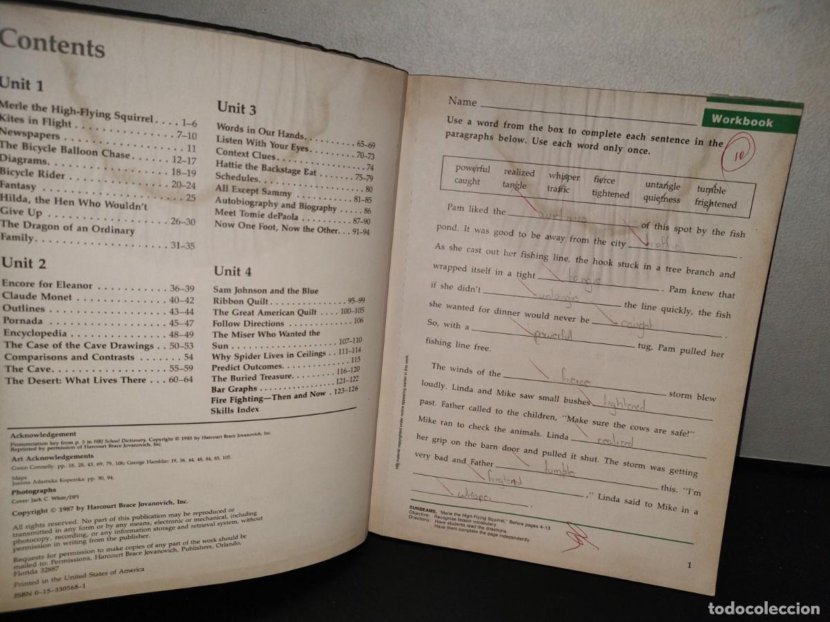 Libros de segunda mano: 142- WORKBOOK. SUNBEAMS LEVEL 8. HBJ READING PROGRAM - 1987 - Foto 4