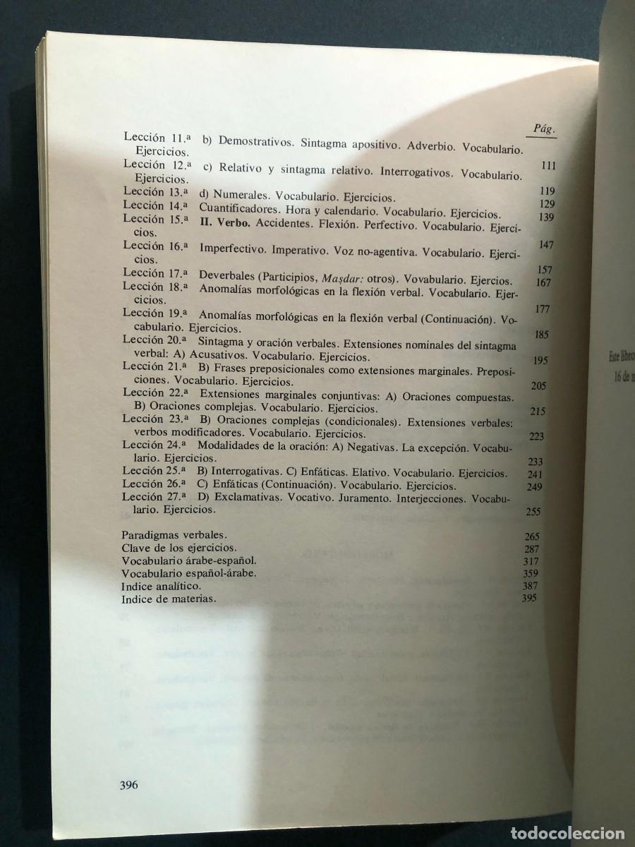 Libros de segunda mano: GRAM&Aacute;TICA &Aacute;RABE CORRIENTE / F. CORRIENTE / INSTITUTO HISPANO &Aacute;RABE 1981 - Foto 4