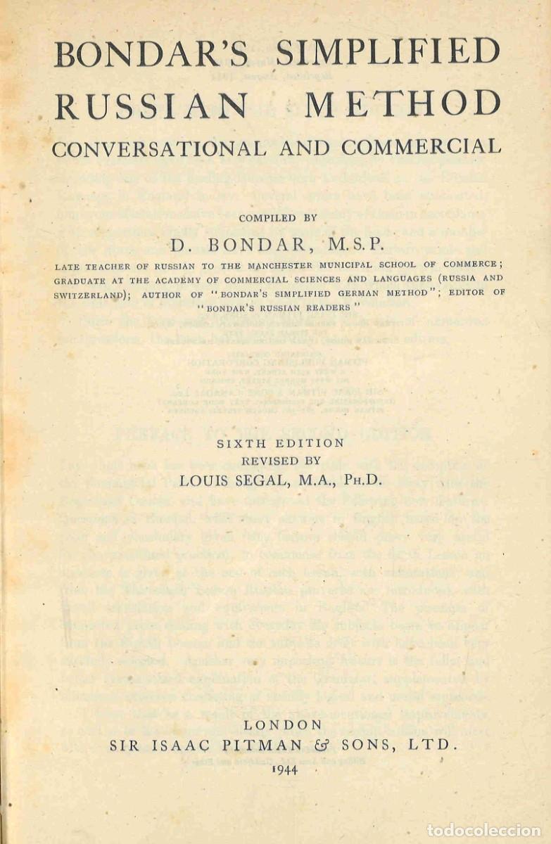 Libros de segunda mano: Bondar's simplified Russian method. 1944
