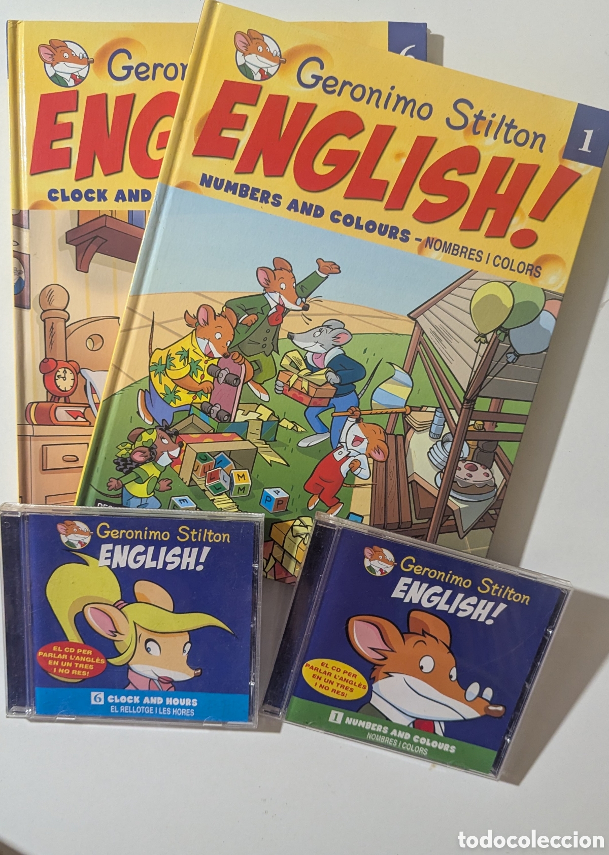 Libros de segunda mano: Geronimo Stilton ENGLISH! N&deg;1 NUMBERS AND COLOURS - NOMBRES I COLORS N&deg;6 CLOCK AND HOURS. EL RELLOTG