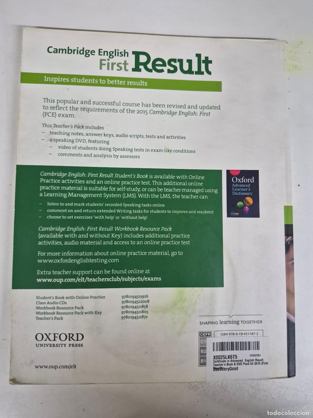 Libri di seconda mano: Certificate in Advanced. English Result Teacher's Book & DVD Pack Ed 2015 (First Result) - Baker, Da