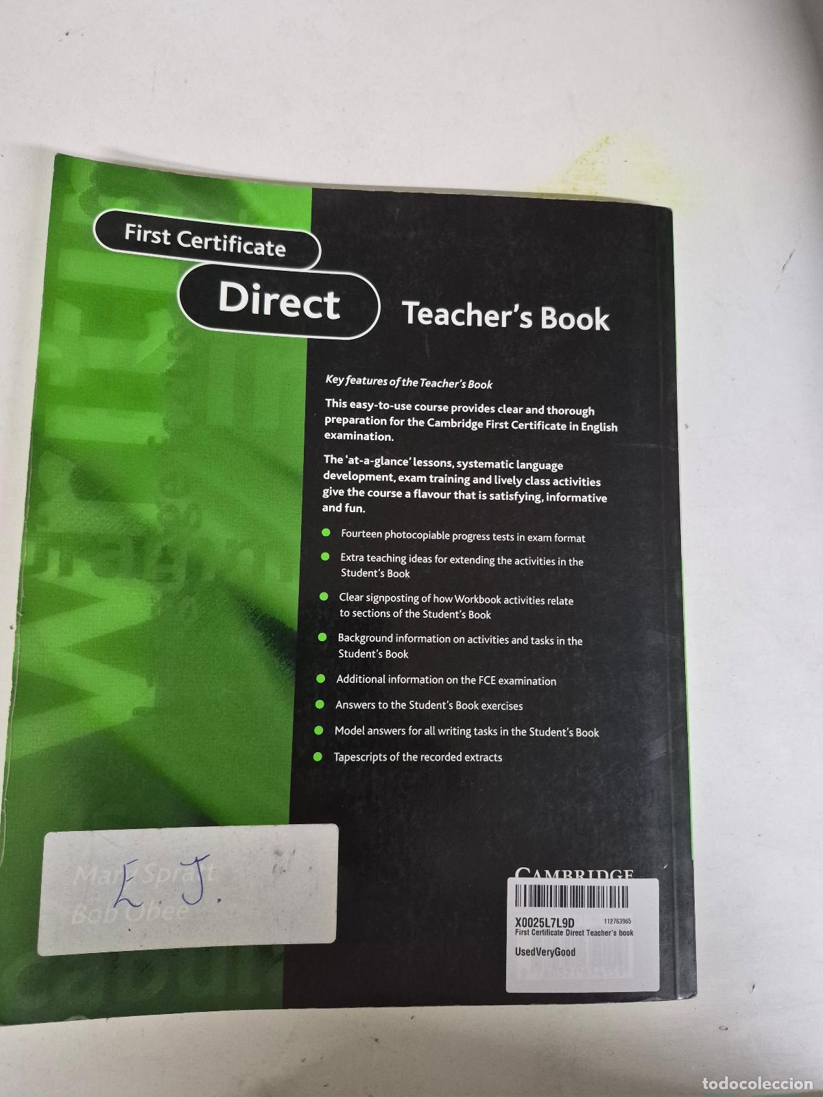 Second hand books: First Certificate Direct Teacher's book - Spratt, Mary; Obee, Bob