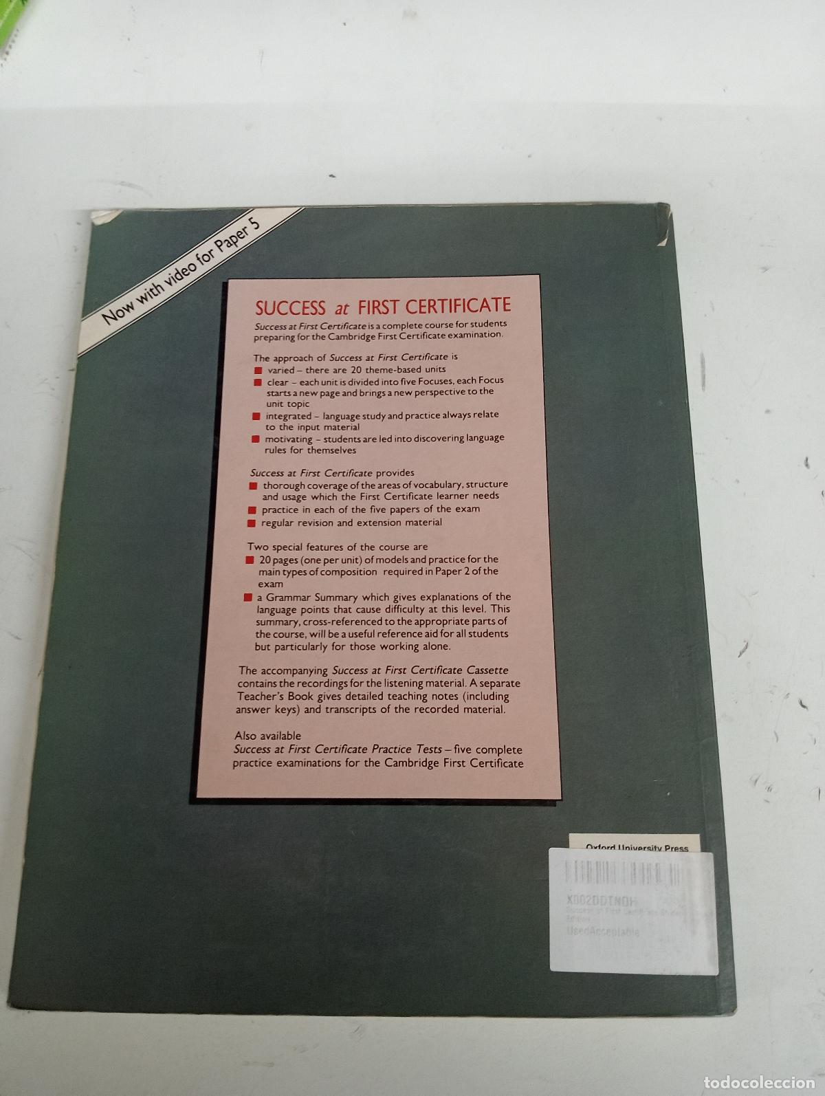 Second hand books: Success at First Certificate Student's Book 1st Edition - O'Neill, Robert; Duckworth, Michael; Gude,