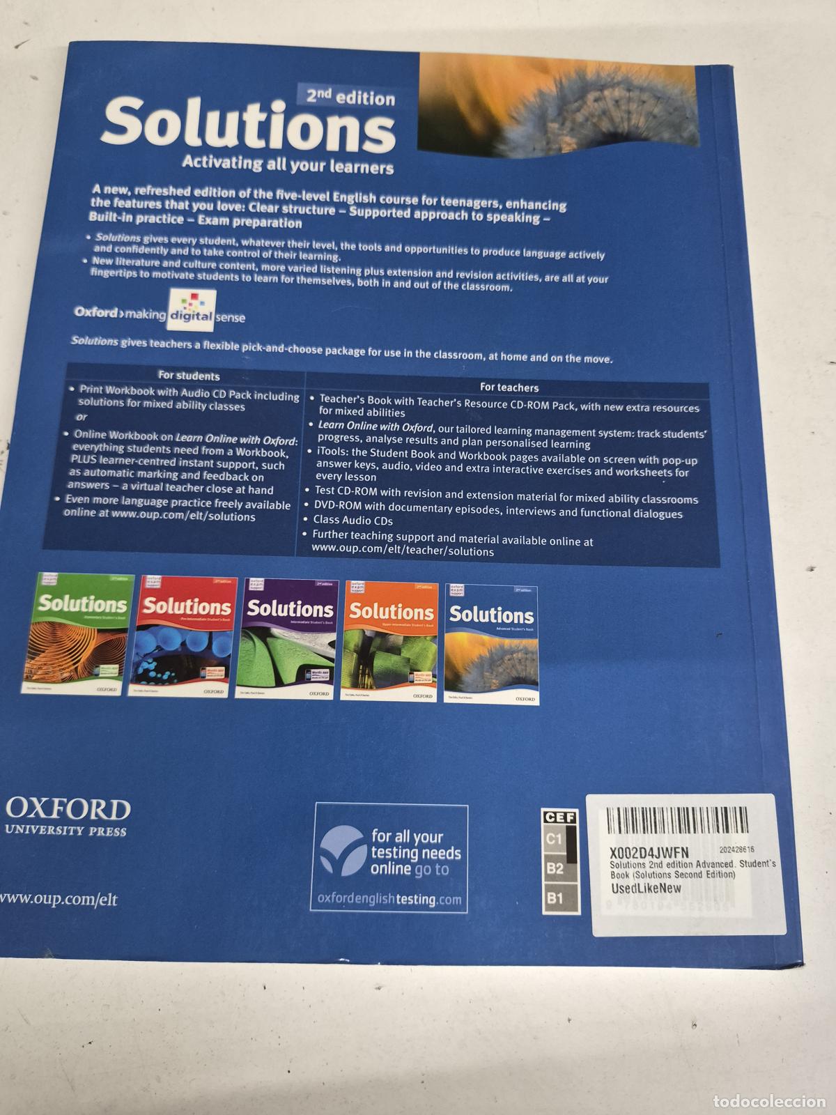 Libros de segunda mano: Solutions Advanced Students Book - Tim Falla, Paul A Davies - Foto 2