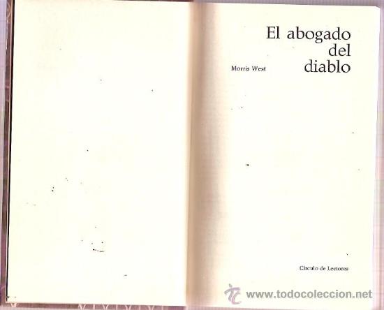 Libri di seconda mano: CIRCULO DE LECTORES EL ABOGADO DEL DIABLO MORRIS NOVELA WEST PAG 287