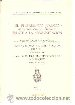 Second hand books: EL PENSAMIENTO JUR&Iacute;DICO DE LA PROTECCI&Oacute;N DEL CIUDADANO FRENTE A LA ADMINISTRACI&Oacute;N (Madrid, 1967)