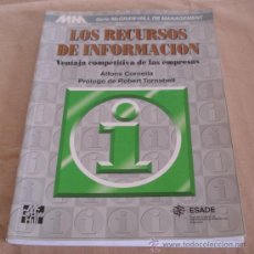 Libros de segunda mano: LOS RECURSOS DE INFORMACION, VENTAJA COMPETITIVA DE LAS EMPRESAS - ALFONS CORNELLA.