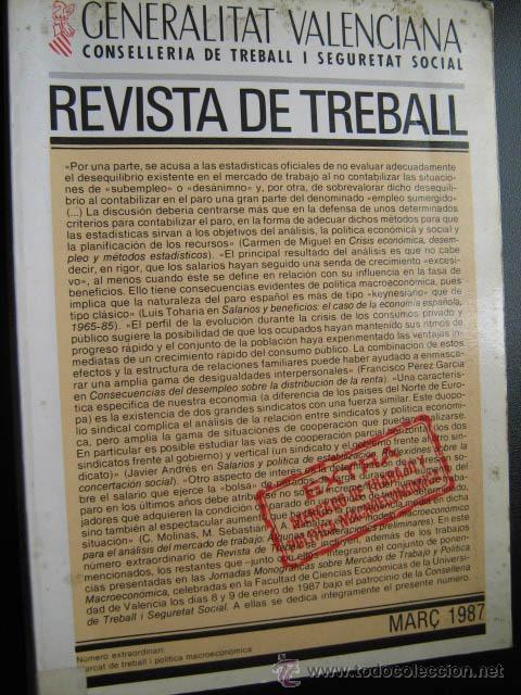 Libri di seconda mano: REVISTA DE TREBALL. Mar&ccedil; 1987.