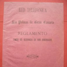 Livros em segunda mão: RED TELEFÓNICA DE LAS PALMAS DE GRAN CANARIA. REGLAMENTO SERVICIO ABONADOS. AÑO 1890. Lote 30024174