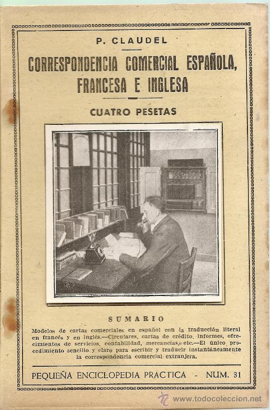 Libros de segunda mano: correspondencia comercial espa&ntilde;ola, francesa e inglesa /// p. claudel