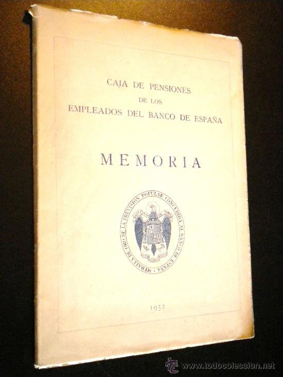 Libros de segunda mano: Caja de Pensiones de los empleados del Banco de Espa&ntilde;a: Memoria