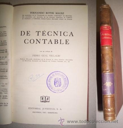 Libros de segunda mano: BOTER MAUR&Iacute;, Fernando. De t&eacute;cnica contable - Foto 1
