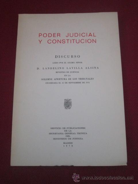 Libros de segunda mano: Poder Judicial y Constituci&oacute;n. D. Landelino Lavilla Alsina. - Foto 1