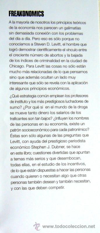 Libros de segunda mano: FREAKONOMICS - STEVEN D. LEVITT Y STEPHEN J. DUBNER - Foto 4