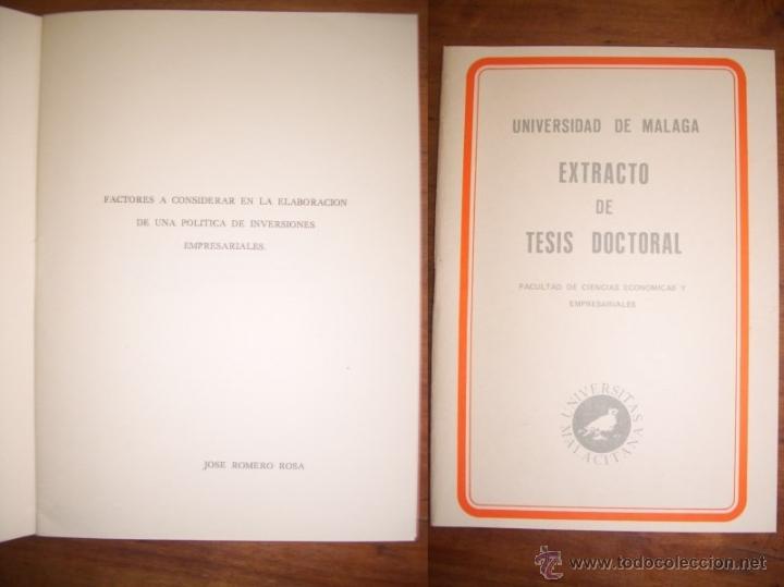Second hand books: ROMERO ROSA, Jos&eacute;. Factores a considerar en la elaboraci&oacute;n de una pol&iacute;tica de inversiones empresaria