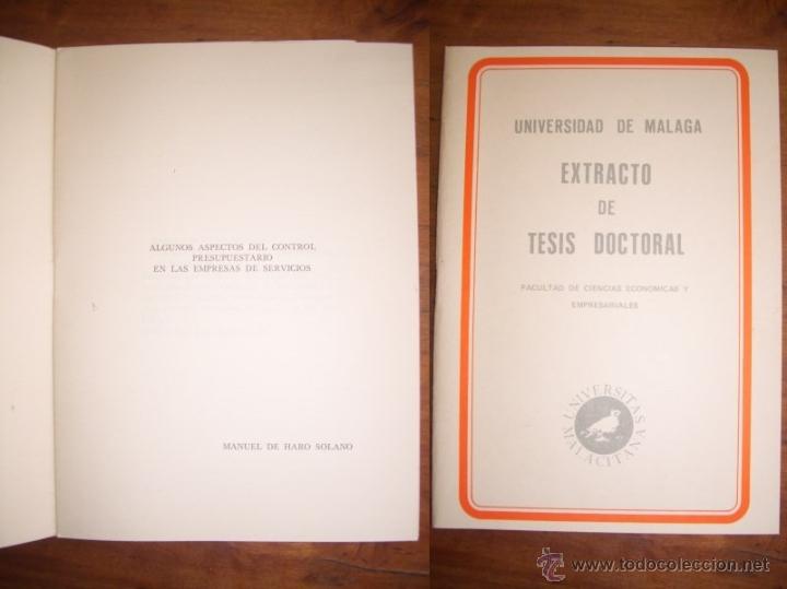 Libri di seconda mano: HARO SOLANO, Manuel de. Algunos aspectos del control presupuestario en las empresas de servicios