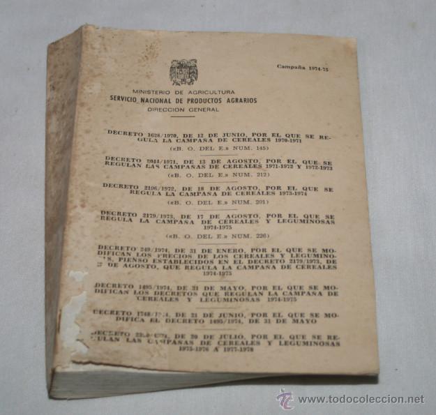 Gebrauchte B&uuml;cher: MINISTERIO DE AGRICULTURA, SERVICIO NACIONAL DE PRODUCTOS AGRARIOS, DIRECCION GENERAL 1974-75, LIBRO