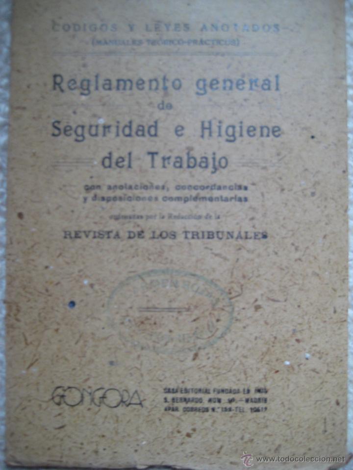 Libri di seconda mano: REGLAMENTO GENERAL DE SEGURIDAD E HIGIENE DEL TRABAJO. INTONSO