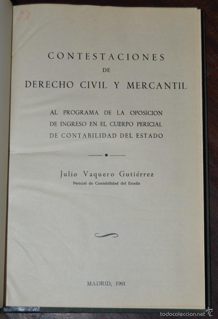 Libros de segunda mano: JOSE BAREA TEJEIRO. CONTESTACIONES DE DERECHO CIVIL , MERCANTIL Y SOCIAL  MADRID 1961.PERICIAL